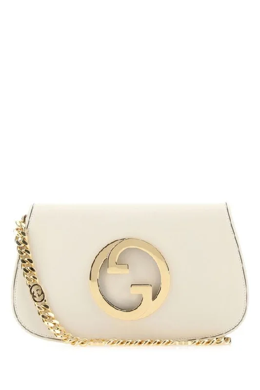 Women Gucci bags with a zip - around closure for securityGucci Women White Leather Gucci Blondie Shoulder Bag