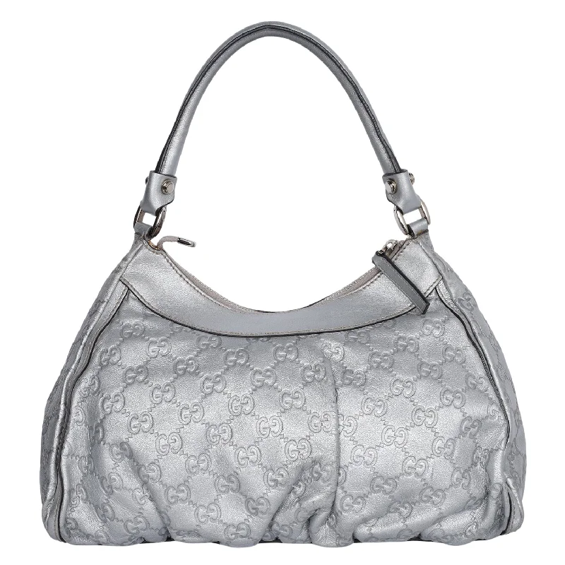 Gucci backpacks for women with a hidden back pocketSilver D Ring Hobo Guccissima Leather ( )