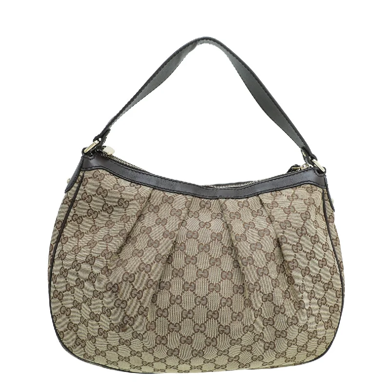 Women Gucci bags with a front - flap pocket for quick - access itemsGucci Ebony GG Canvas Sukey Hobo Bag