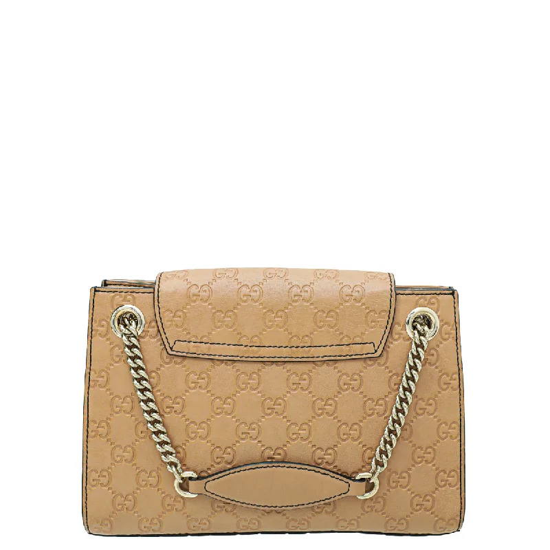 Women Gucci bags with a chain - link trim and a leather bodyGucci Light Brown Guccissima Emily Small Bag