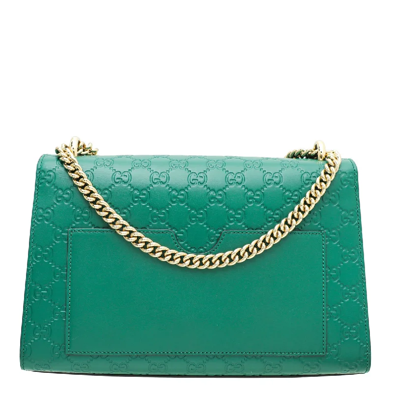 Ladies Gucci handbags with a detachable coin purse insideGucci Green GG Guccissima Padlock Medium Bag