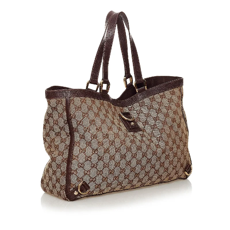 Women Gucci bags with a detachable mobile phone holderGucci GG Canvas Abbey D-Ring Tote Bag (32696)