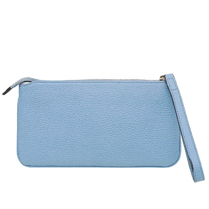 Women Gucci bags with a detachable mobile phone holderGucci Light Blue Swing Wristlet Pouch