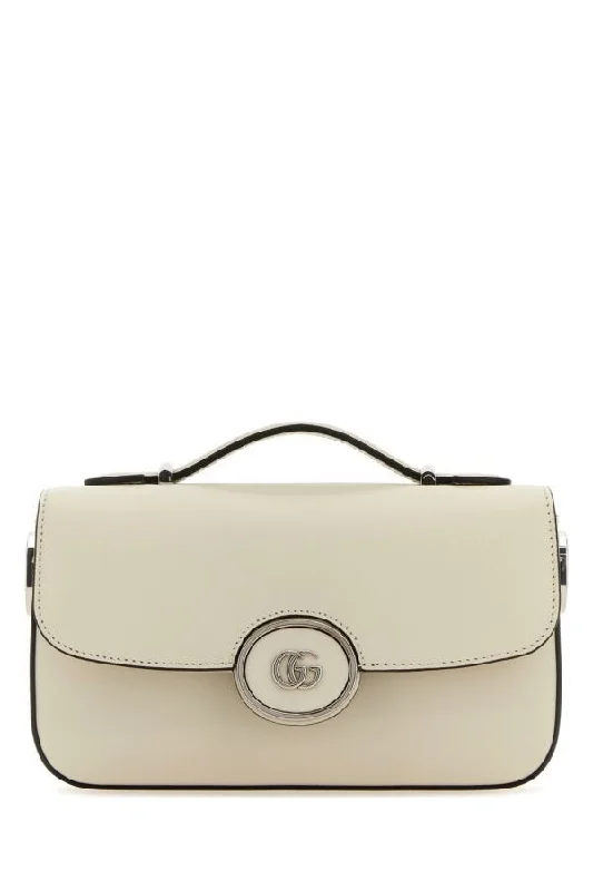 Women Gucci crossbody bags with a printed floral patternGucci Women Ivory Leather Mini Petite Gg Handbag