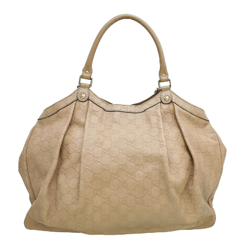 Women Gucci bags with a chain - link trim and a leather bodyGucci Beige GG Guccissima Sukey Large Tote Bag