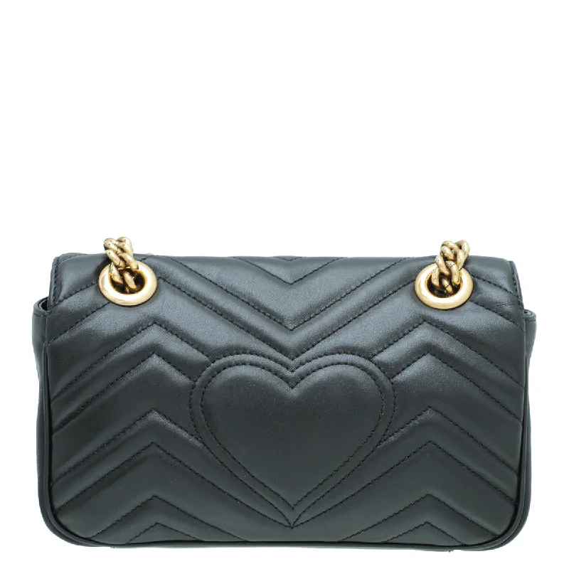 Ladies Gucci shoulder bags with a wide - width strapGucci Black GG Marmont Mini Bag