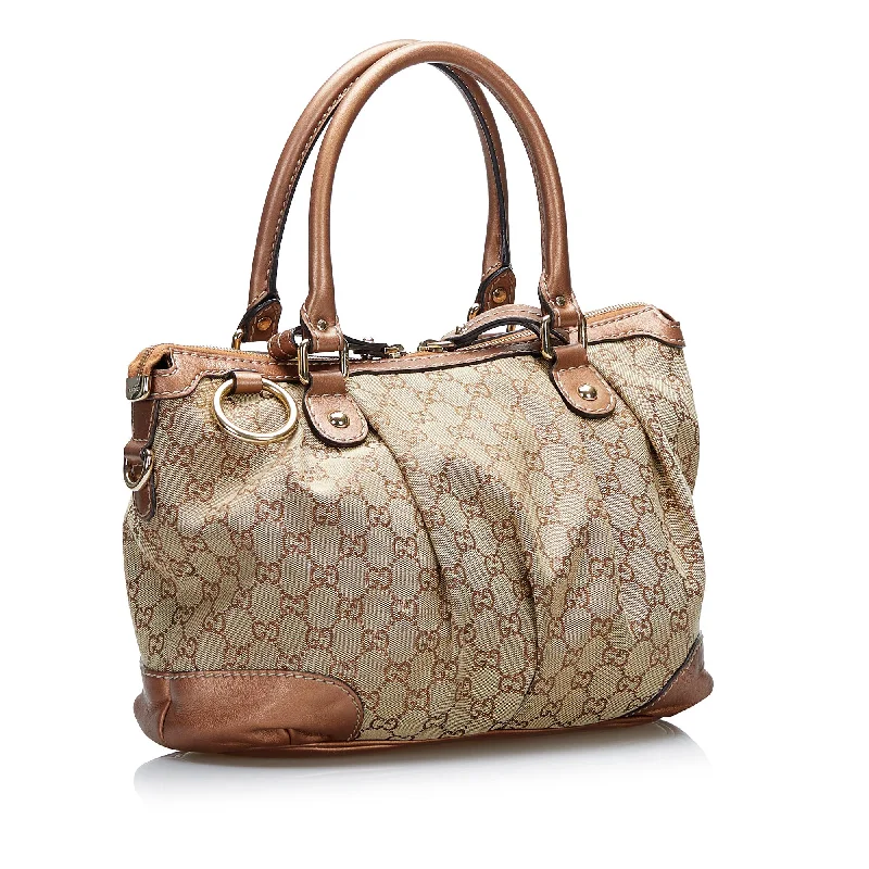 Medium - sized Women Gucci handbags for everyday useGucci GG Canvas Sukey Satchel (SHG-tzQVlR)