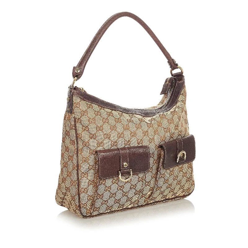 Ladies Gucci shoulder bags with a magnetic - closure flapGucci GG Canvas Abbey Shoulder Bag (32495)