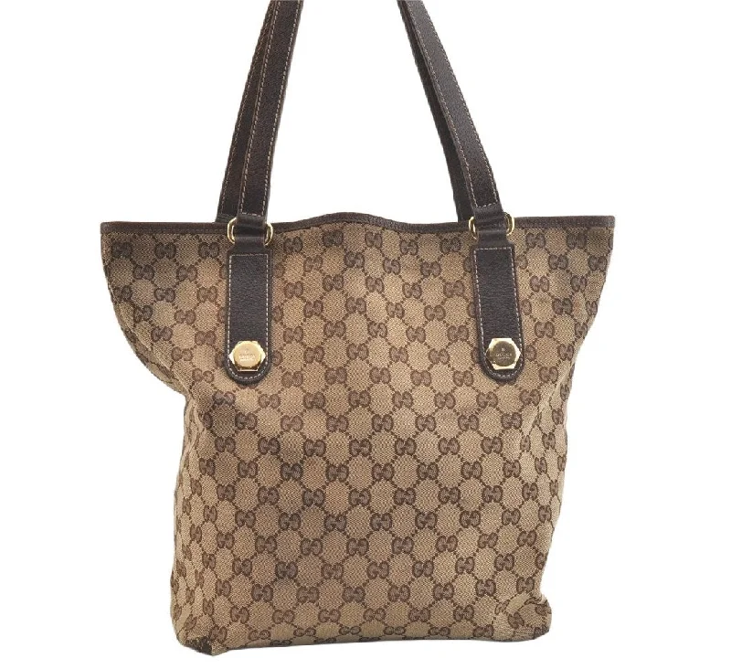 Women Gucci Sylvie bags with a leather - wrapped handleAuthentic GUCCI Charmy Shoulder Tote Bag GG Canvas Leather 153009 Brown 3448K