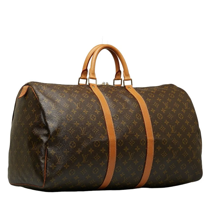 Louis Vuitton handbags with a metal - framed clasp for durabilityLouis Vuitton Monogram Keepall 55 Boston Bag Travel Bag M41424 Brown