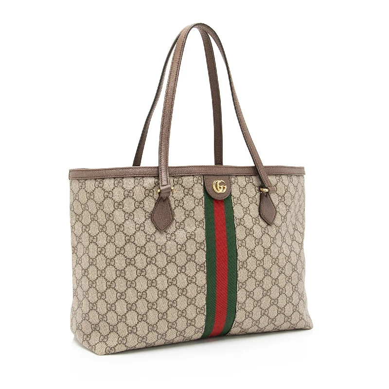 Women Gucci bags with a zippered interior pocketGucci GG Supreme Ophidia Medium Shopping Tote (SHF-23708)