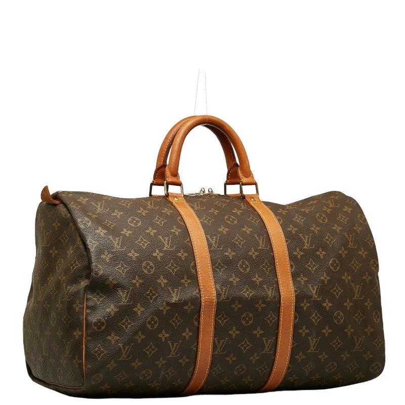 Louis Vuitton bags with a magnetic snap closure for easy accessLouis Vuitton Monogram Keepall 50 Boston Bag Travel Bag M41426 Brown