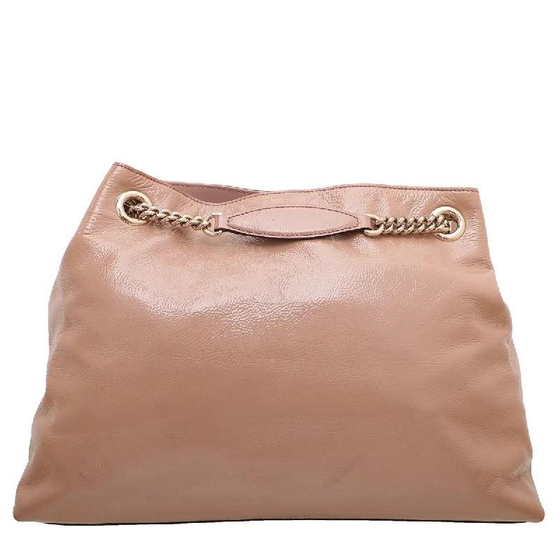 Women Gucci bags with a front - zip pocket for small itemsGucci Nude Soho Tassel Tote Bag