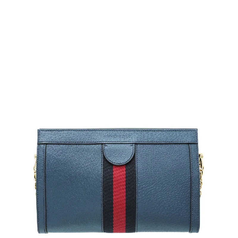 Gucci backpacks for women with a multi - pocket designGucci Navy Blue Ophidia Chain Bag