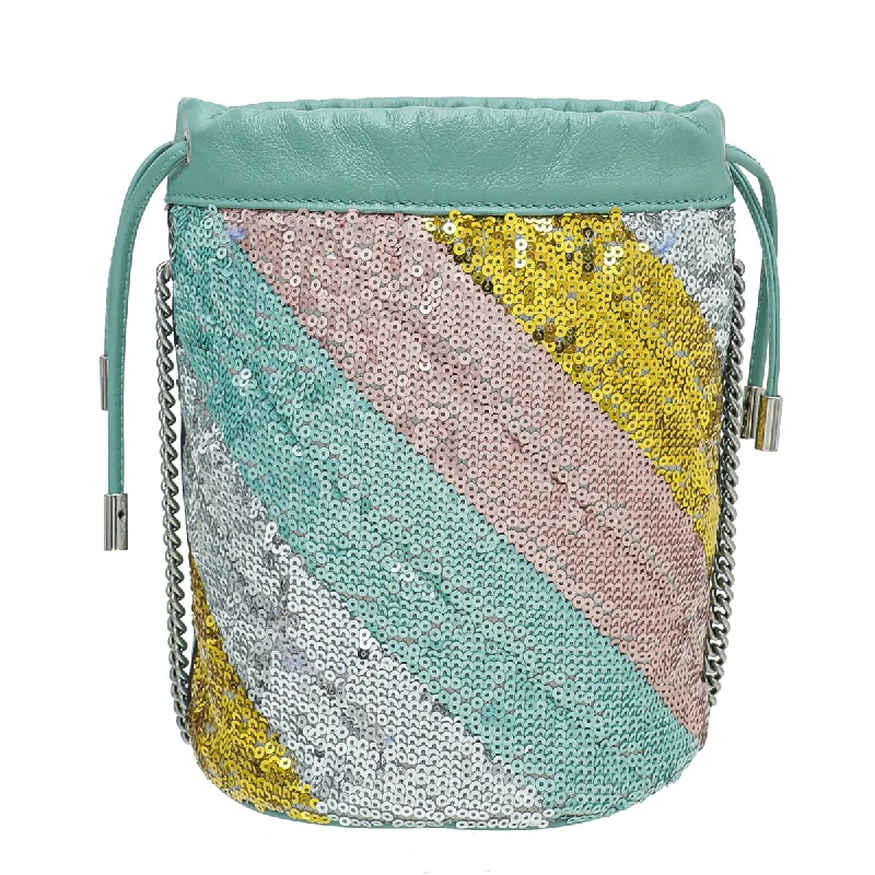 Women Gucci crossbody bags in a bold red colorGucci Mint Green GG Marmont Mini Sequin Bucket Bag