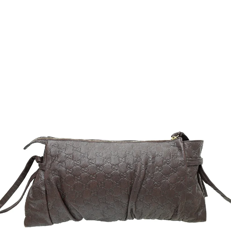 Women Gucci bags with a detachable mobile phone holderGucci Dark Brown Guccissima Hysteria Large Clutch