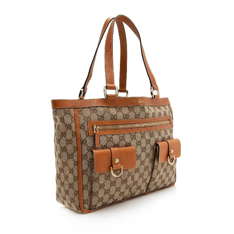 Women Gucci bags with a detachable mobile phone holderGucci GG Canvas Abbey Pocket Tote (22728)