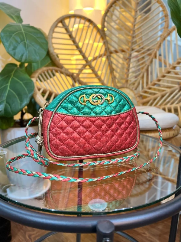 Women Gucci Sylvie bags with a crystal - embellished web stripeGucci Mini Trapuntata