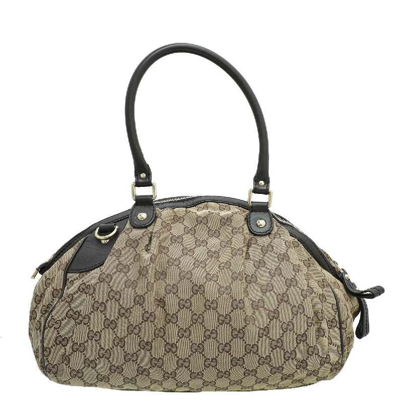 Women Gucci crossbody bags with a printed floral patternGucci Bicolor Sukey Boston Medium Bag