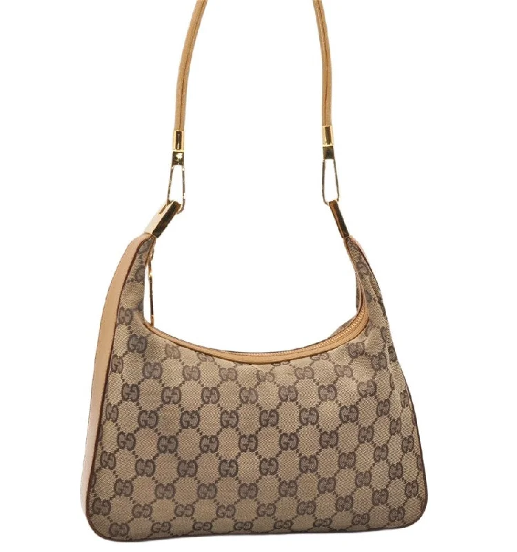 Women Gucci Sylvie bags with a leather - wrapped handleAuthentic GUCCI Shoulder Hand Bag Purse GG Canvas Leather 0013812 Brown 3714K