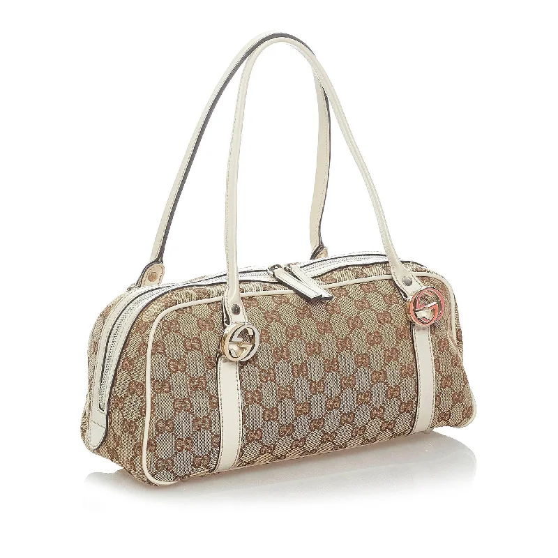 Women Gucci bags with a detachable mirror insideGucci GG Canvas Twins Boston Bag (SHG-37322)