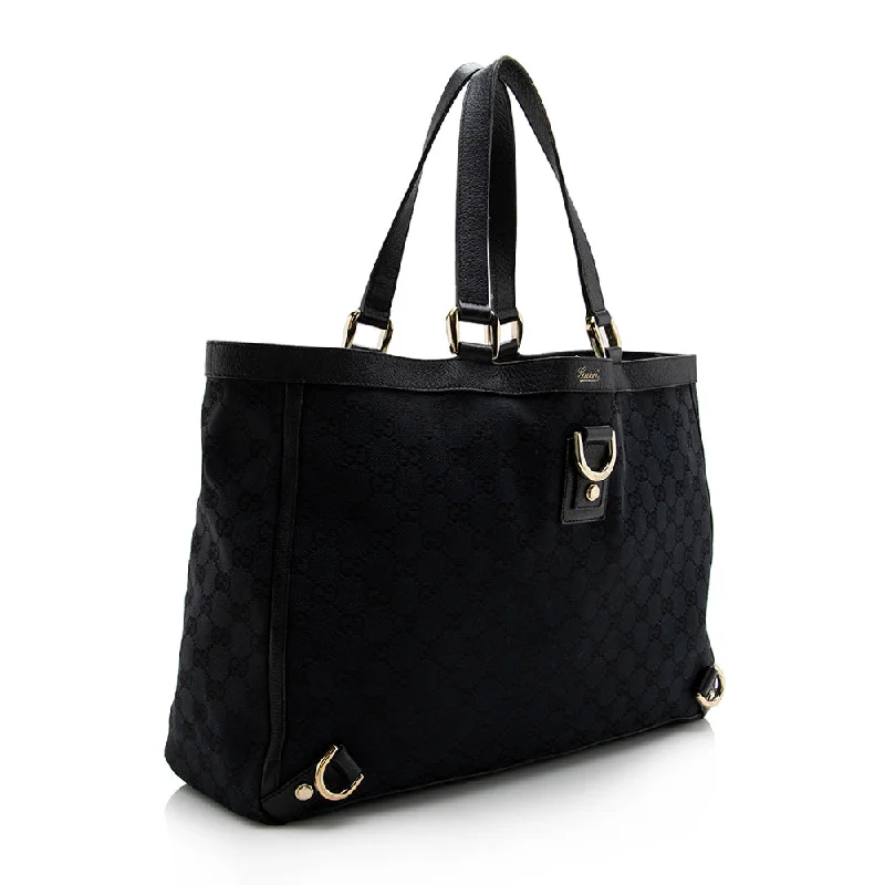 Women Gucci bags with a front - flap pocket for quick - access itemsGucci GG Canvas Abbey Large Tote - FINAL SALE (16008)