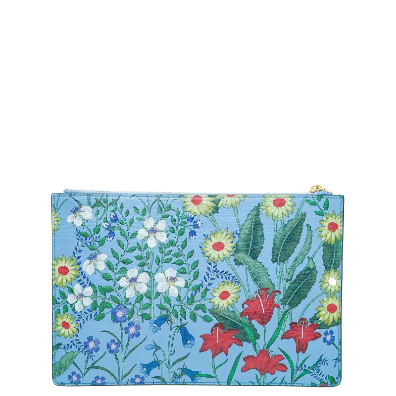 Gucci Dionysus bags for women with tiger - head claspsGucci Blue Multicolor Bamboo New Flora Zip Pouch