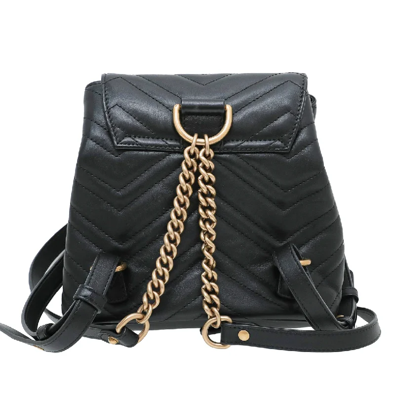 Gucci tote bags for women with a water - resistant coatingGucci Black GG Marmont Mini Backpack Bag