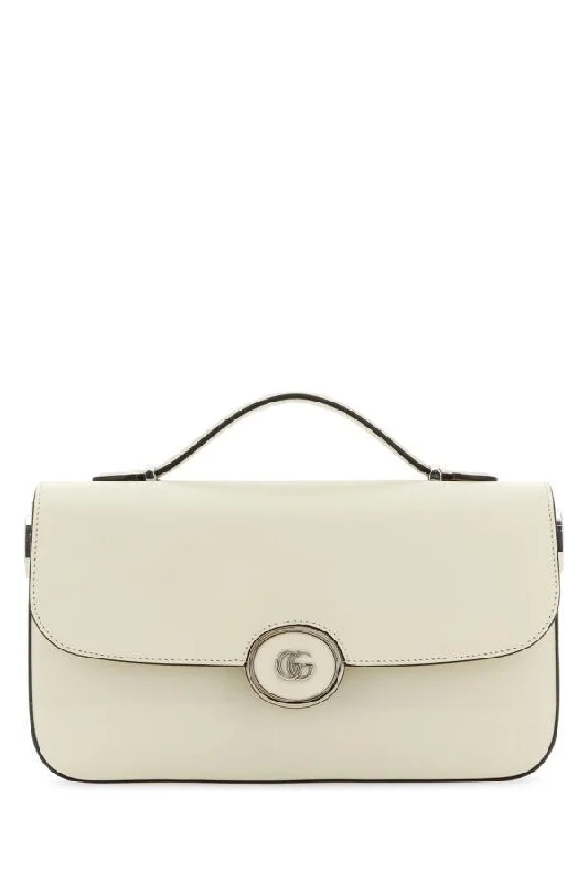 Gucci tote bags for women with a double - handle designGucci Women Ivory Leather Small Petite Gg Handbag