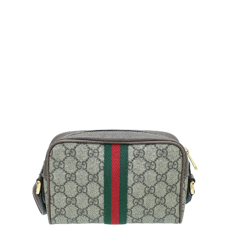 Women Gucci bags with a zip - around closure for securityGucci GG Supreme Web Mini Ophidia Bag