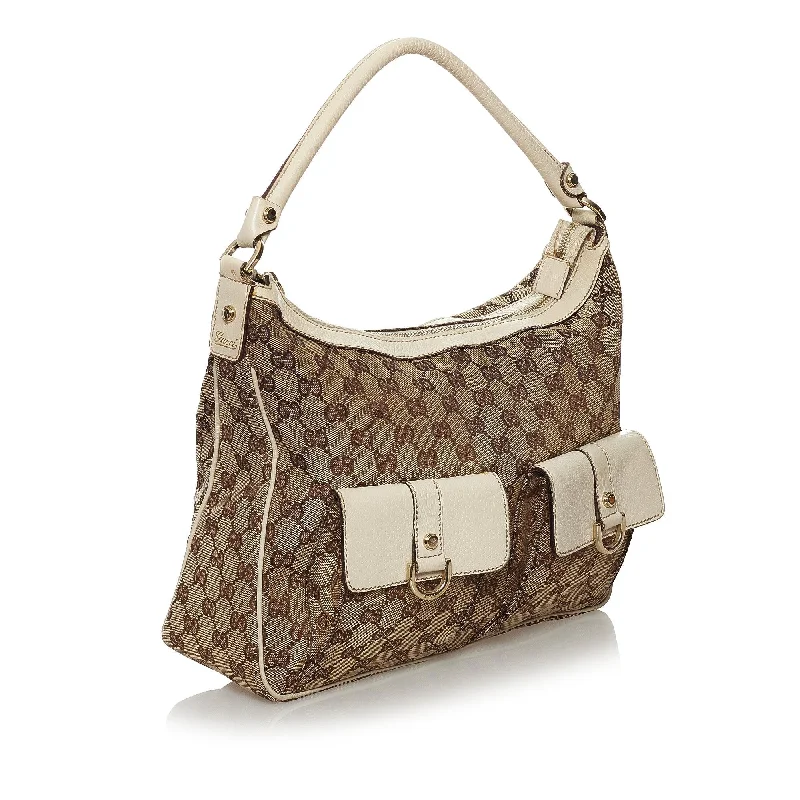 Women Gucci bags with a front - flap pocket for quick - access itemsGucci GG Canvas Abbey Shoulder Bag (32008)