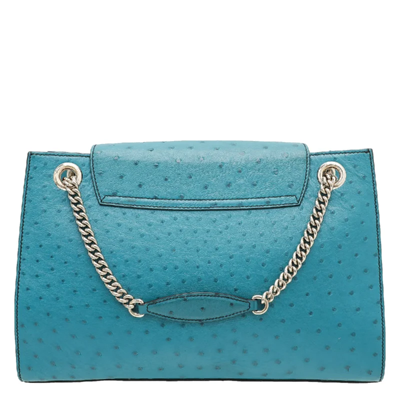 Women Gucci bags with a detachable mobile phone holderGucci Turquoise Ostrich Emily GCC Exclusive 7-10 Bag