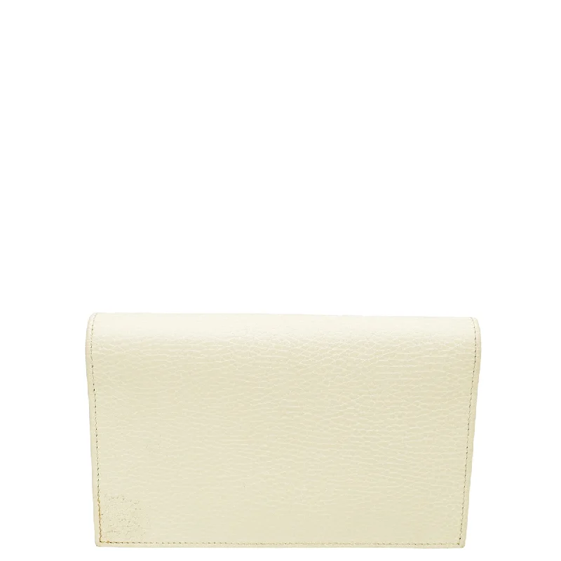 Women Gucci crossbody bags with a woven leather strapGucci Ivory Interlocking G Chain Wallet