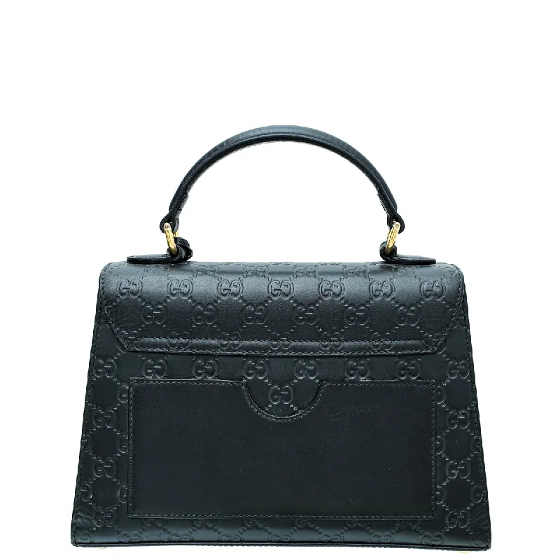 Ladies Gucci Dionysus bags with a chain - link shoulder strapGucci Black Guccissima Padlock Top Handle Small Bag