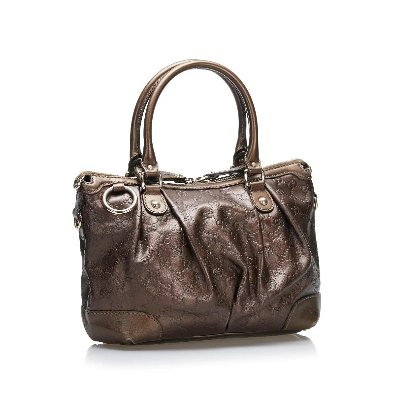 Women Gucci Sylvie bags with a leather - wrapped handleGucci Guccissima Sukey Handbag (SHG-37359)