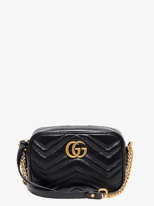 Women Gucci bags with a snap - button closure and a decorative charmGucci Women Gucci Black Shoulder Bags