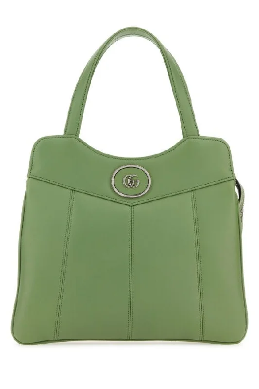 Women Gucci bags with a detachable mirror insideGucci Women Sage Green Leather Small Petite Gg Handbag