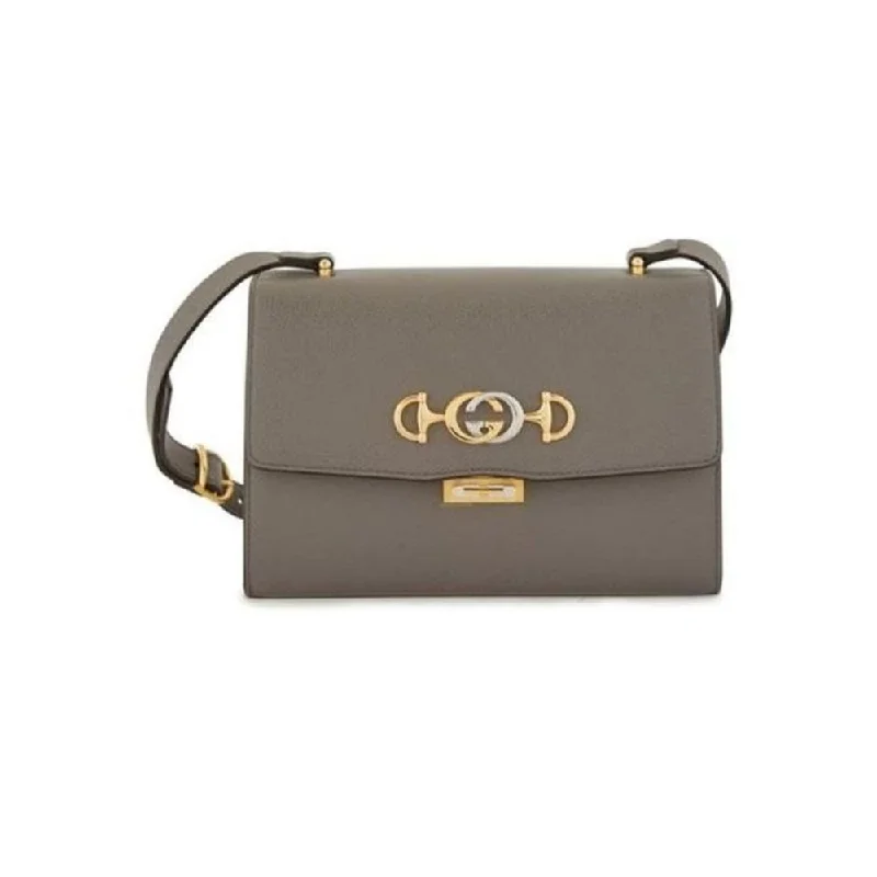 Gucci handbags for women with a back - zip pocketGucci Women Zumi Grey Textured Leather Shoulder Bag