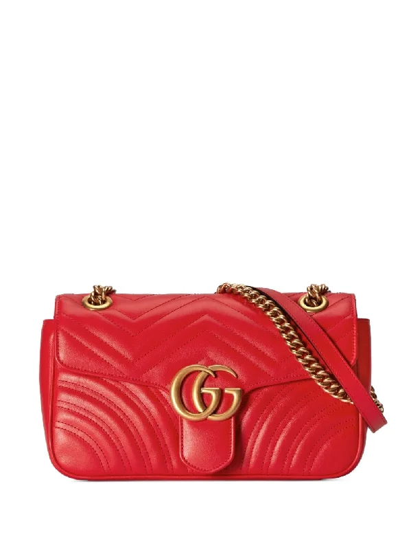 Gucci Marmont bags for women with a contrast - colored interiorGucci Women Gg Marmont Leahter Shoulder Bag