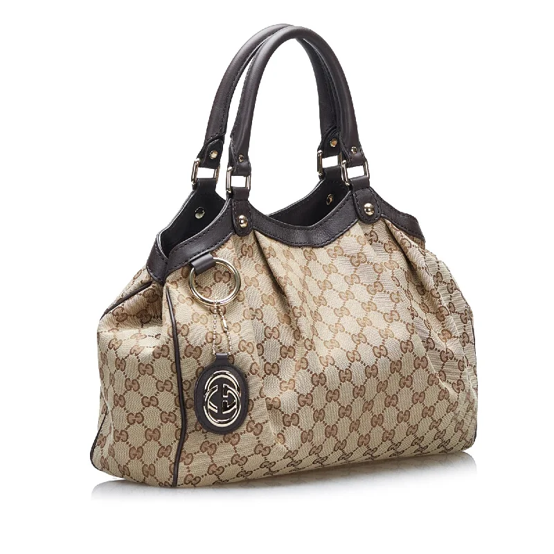 Women Gucci Sylvie bags with a crystal - embellished web stripeGucci GG Canvas Sukey (SHG-wl38gU)