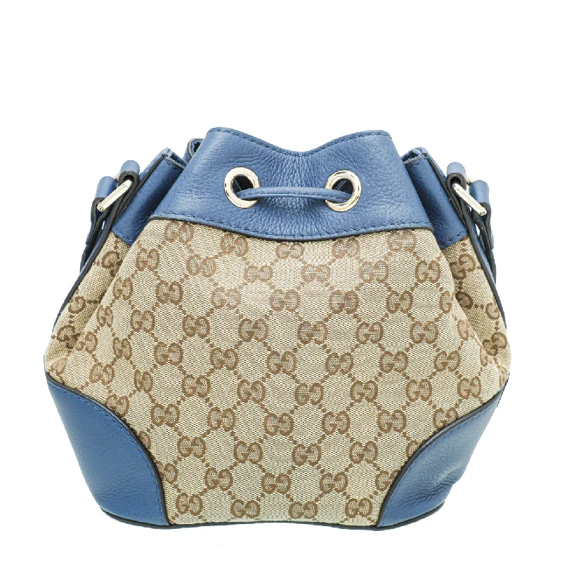 Ladies Gucci shoulder bags with a wide - width strapGucci Bicolor GG Bucket Small Bag