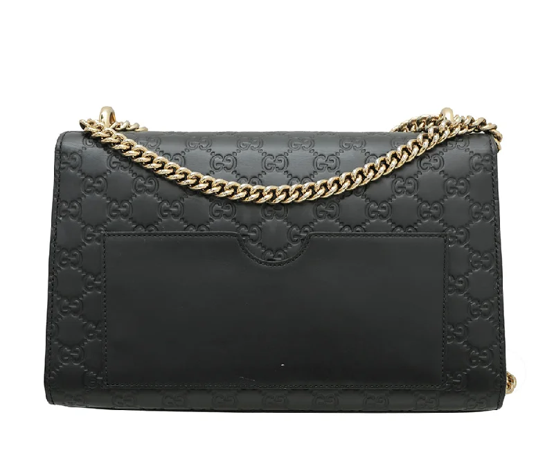 Gucci handbags for women with a patent - leather finishGucci Black Guccissima Padlock Bag