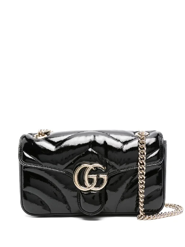 Gucci Marmont bags for women with gold - toned hardwareGucci Women Gg Marmont Small Patent Leather Shoulder Bag