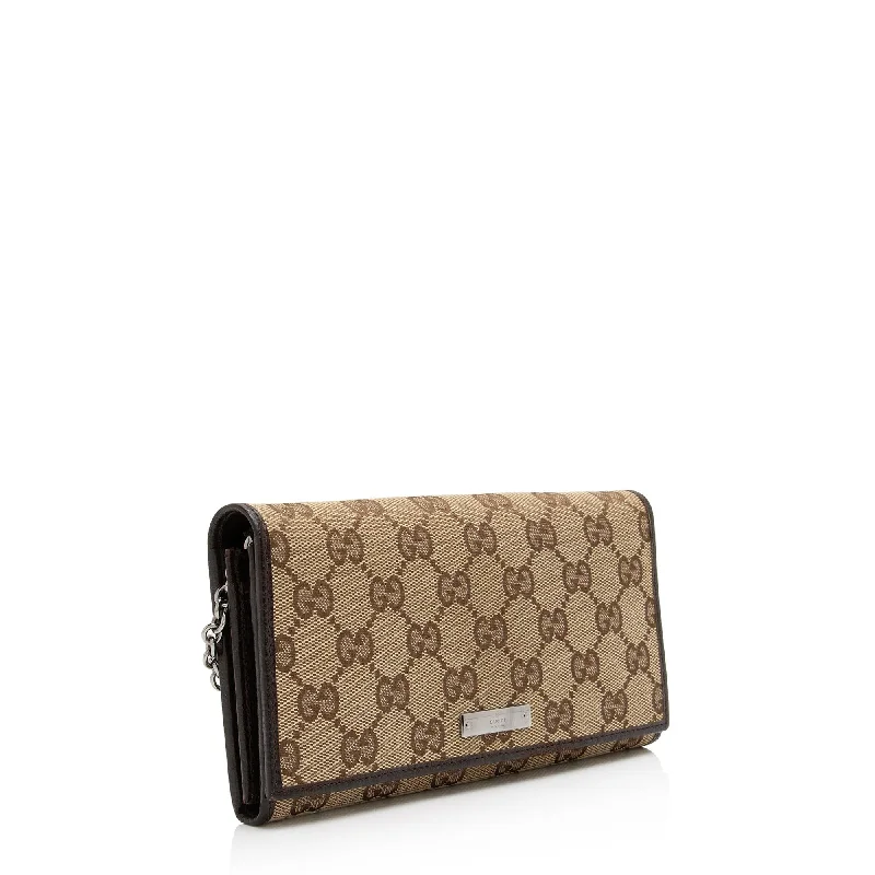 Women Gucci bags with a zip - around closure for securityGucci GG Canvas Wallet on Chain Bag (SHF-4BzUx8)