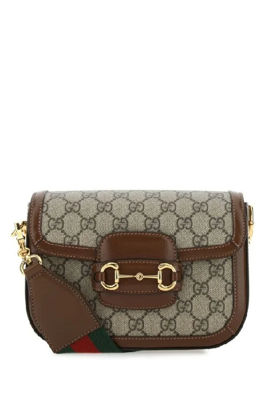 Ladies Gucci handbags with a detachable coin purse insideGucci Women Gg Supreme Fabric And Leather Mini Horsebit 1955 Crossbody Bag