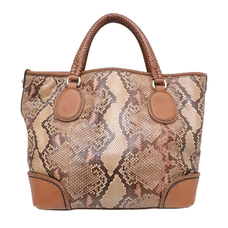 Gucci Marmont bags for women with a contrast - colored interiorGucci Brown Python Marrakech Tote Bag