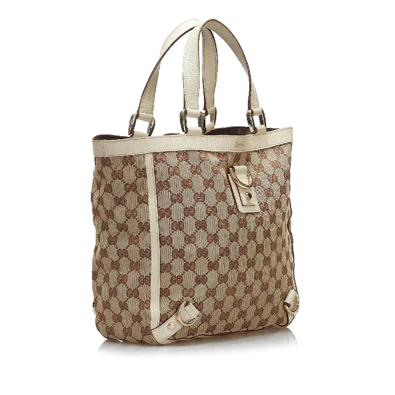 Women Gucci Sylvie bags with a leather - wrapped handleGucci GG Canvas Abbey D-Ring Tote Bag (36176)