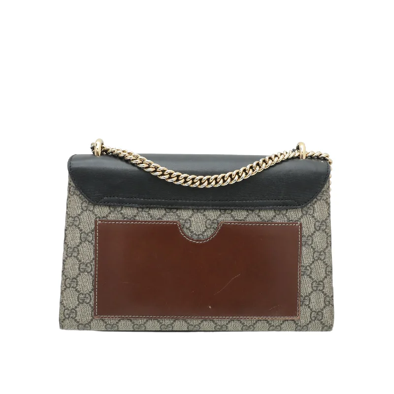 Ladies Gucci shoulder bags with a magnetic - closure flapGucci Tricolor GG Supreme Padlock Bag