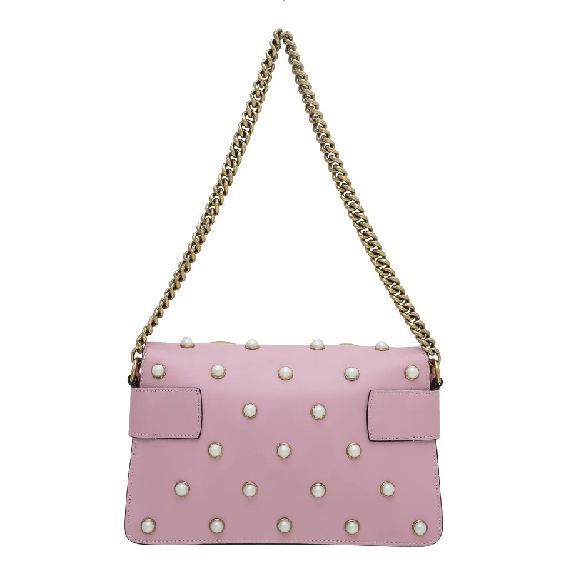 Gucci tote bags for women with a water - resistant coatingGucci Pink Pearl Studded Queen Margaret Broadway Bag