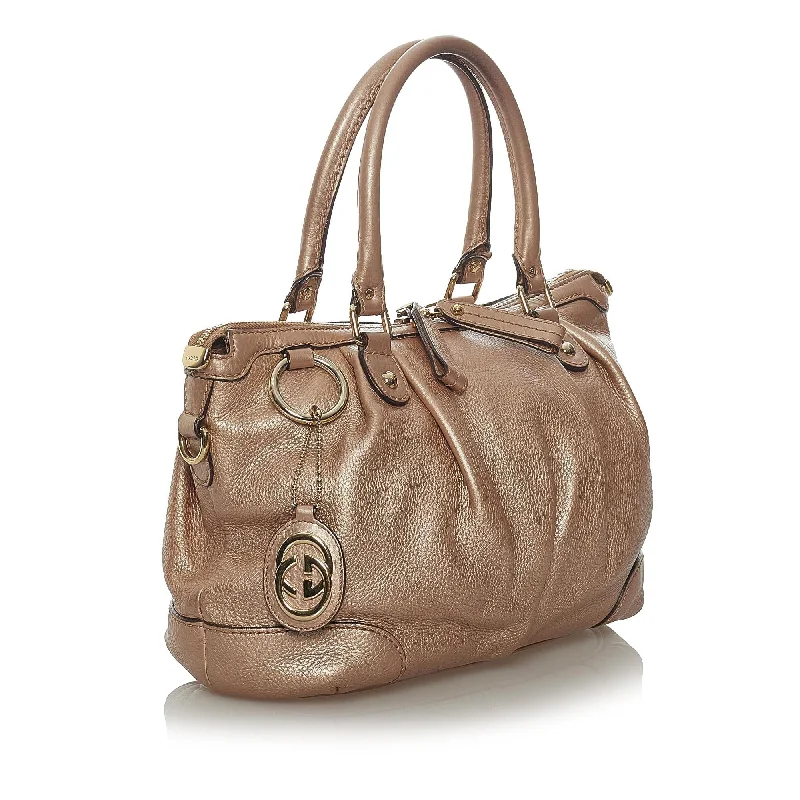 Women Gucci Sylvie bags with a monogram - embossed leatherGucci Sukey Leather Satchel (SHG-37221)